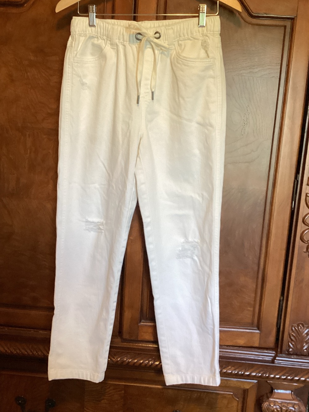 aerie White Drawstring Relaxed Pants Size Small